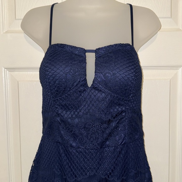 Guess Sheath Dress Blue Lace Spaghetti Strap Size 10 - Picture 4 of 15